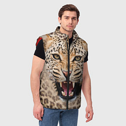 Мужской жилет Взгляд леопарда, цвет: 3D-красный — фото 2