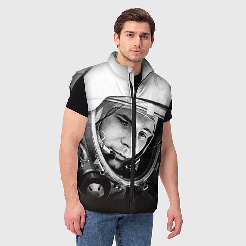 Мужской жилет Юрий Гагарин / 3D-Светло-серый – фото 3
