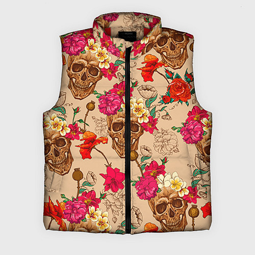 Мужской жилет Черепа в цветах / 3D-Красный – фото 1