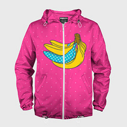 Ветровка с капюшоном мужская Банан 2, цвет: 3D-белый