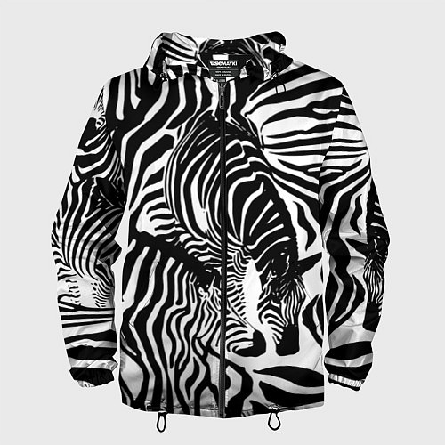 Мужская ветровка Полосатая зебра / 3D-Черный – фото 1