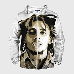 Ветровка с капюшоном мужская Bob Marley: Mono, цвет: 3D-белый