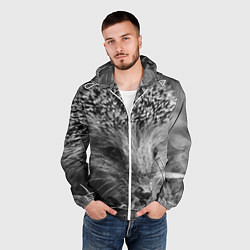 Ветровка с капюшоном мужская Взгляд ёжика, цвет: 3D-белый — фото 2