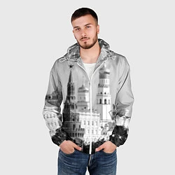 Ветровка с капюшоном мужская Москва: Кремль, цвет: 3D-белый — фото 2