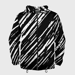 Ветровка с капюшоном мужская Black&White stroke, цвет: 3D-черный