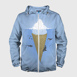 Ветровка с капюшоном мужская Мороженое, цвет: 3D-белый