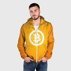 Ветровка с капюшоном мужская Bitcoin Orange, цвет: 3D-белый — фото 2