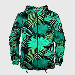 Ветровка с капюшоном мужская Tropical pattern, цвет: 3D-черный