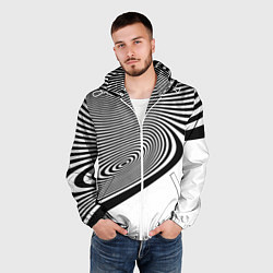 Ветровка с капюшоном мужская Black & White Illusion, цвет: 3D-белый — фото 2
