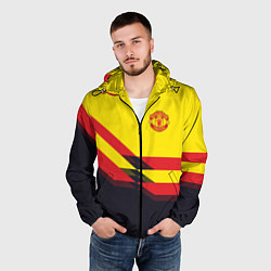 Ветровка с капюшоном мужская Man United FC: Yellow style, цвет: 3D-черный — фото 2