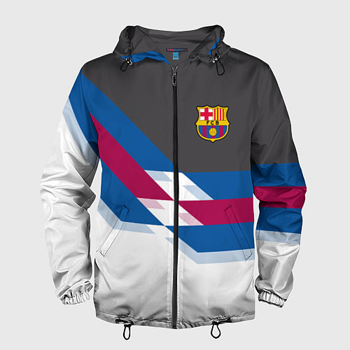 Мужская ветровка Barcelona FC: White style / 3D-Черный – фото 1