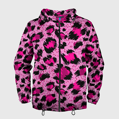 Мужская ветровка Розовый леопард / 3D-Черный – фото 1
