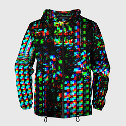 Ветровка с капюшоном мужская Optical Glitch, цвет: 3D-черный