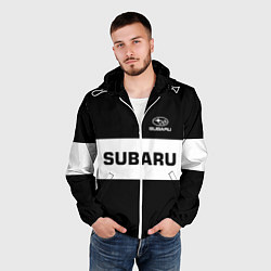 Ветровка с капюшоном мужская Subaru: Black Sport, цвет: 3D-белый — фото 2