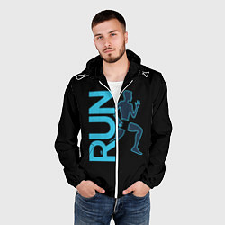 Ветровка с капюшоном мужская RUN: Black Style, цвет: 3D-белый — фото 2