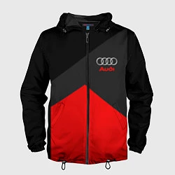 Ветровка с капюшоном мужская Audi: Red Sport, цвет: 3D-черный