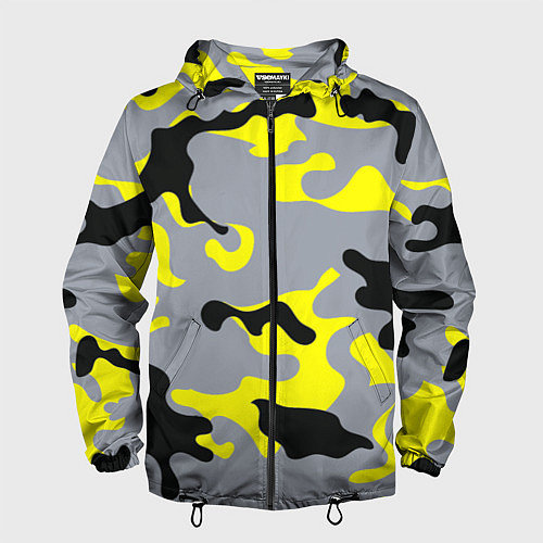 Мужская ветровка Yellow & Grey Camouflage / 3D-Черный – фото 1