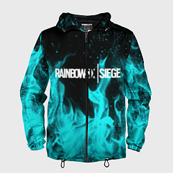 Ветровка с капюшоном мужская R6S: Turquoise Flame, цвет: 3D-черный