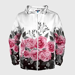 Ветровка с капюшоном мужская Roses Trend, цвет: 3D-белый