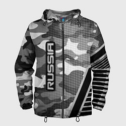 Ветровка с капюшоном мужская Russia: Grey Camo, цвет: 3D-черный