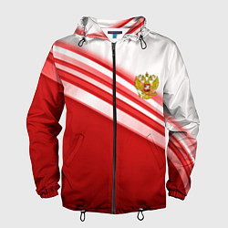 Ветровка с капюшоном мужская Россия: красная волна, цвет: 3D-черный