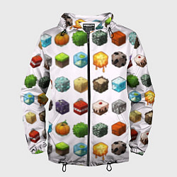 Ветровка с капюшоном мужская Minecraft Cubes, цвет: 3D-черный