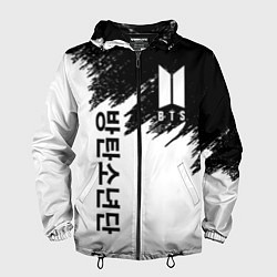Ветровка с капюшоном мужская BTS: White & Black, цвет: 3D-черный