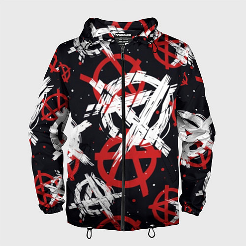 Мужская ветровка Анархия - паттерн / 3D-Черный – фото 1