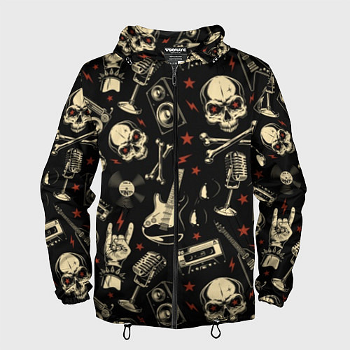 Мужская ветровка Гранж с черепами / 3D-Черный – фото 1