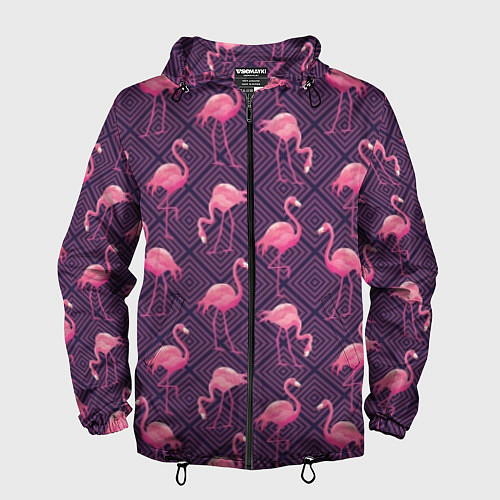 Мужская ветровка Фиолетовые фламинго / 3D-Черный – фото 1