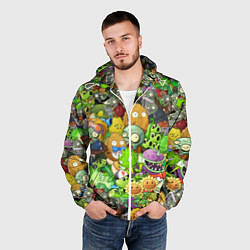 Ветровка с капюшоном мужская PLANTS VS ZOMBIES, цвет: 3D-белый — фото 2