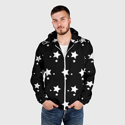Ветровка с капюшоном мужская Звезды, Звездное небо, цвет: 3D-белый — фото 2