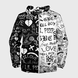 Ветровка с капюшоном мужская LIL PEEP LOGOBOMBING, цвет: 3D-белый