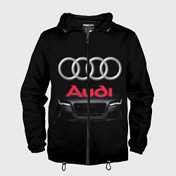 Ветровка с капюшоном мужская AUDI, цвет: 3D-черный