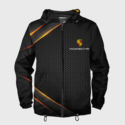 Ветровка с капюшоном мужская PORSCHE, цвет: 3D-черный