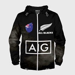 Ветровка с капюшоном мужская ALL BLACKS, цвет: 3D-белый