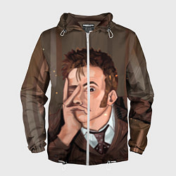 Ветровка с капюшоном мужская 10TH DOCTOR WHO, цвет: 3D-белый