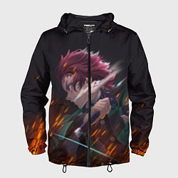 Ветровка с капюшоном мужская KIMETSU NO YAIBA, цвет: 3D-черный