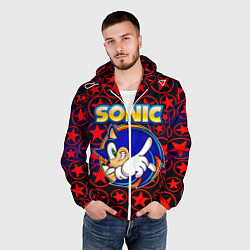 Ветровка с капюшоном мужская Sonic, цвет: 3D-белый — фото 2