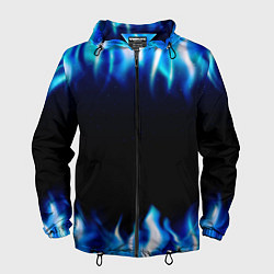 Ветровка с капюшоном мужская Синий Огонь, цвет: 3D-черный