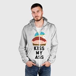Ветровка с капюшоном мужская Kiss My Ass, цвет: 3D-белый — фото 2