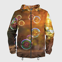 Ветровка с капюшоном мужская Мыльные пузыри, цвет: 3D-черный