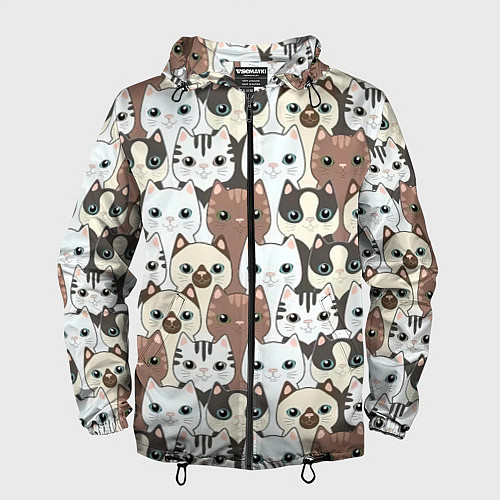 Мужская ветровка Кошачьи моськи / 3D-Черный – фото 1