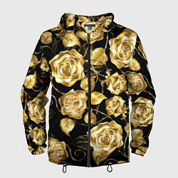 Ветровка с капюшоном мужская Golden Roses, цвет: 3D-черный