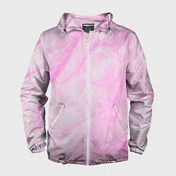 Ветровка с капюшоном мужская Розовые разводы краска зефир, цвет: 3D-белый