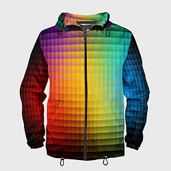 Ветровка с капюшоном мужская Радужный градиент, цвет: 3D-черный