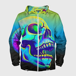 Ветровка с капюшоном мужская Neon skull, цвет: 3D-белый