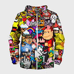 Ветровка с капюшоном мужская Pixel, цвет: 3D-белый