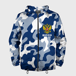 Ветровка с капюшоном мужская RUSSIA РОССИЯ, цвет: 3D-черный