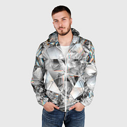 Ветровка с капюшоном мужская Зеркальный калейдоскоп, цвет: 3D-белый — фото 2